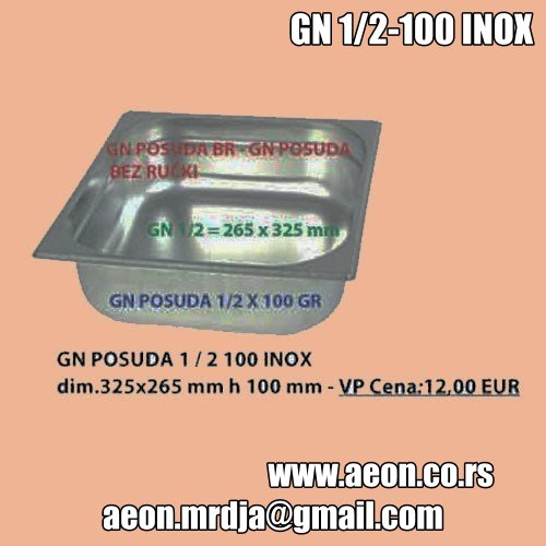 GN POSUDA 1/2-100 INOX dim.325x265 mm h 100 mm