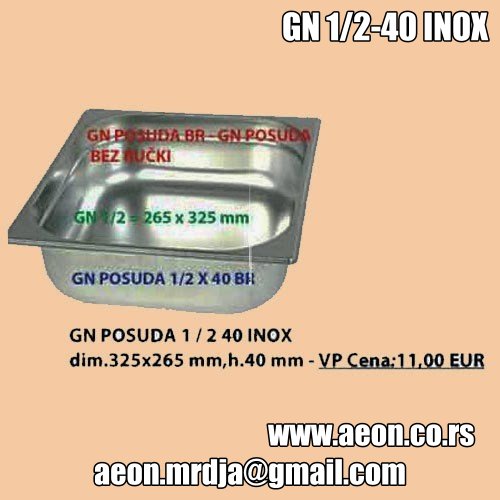 GN POSUDA 1- 2 40 INOX dim.325x265 mm,h.40 mm  